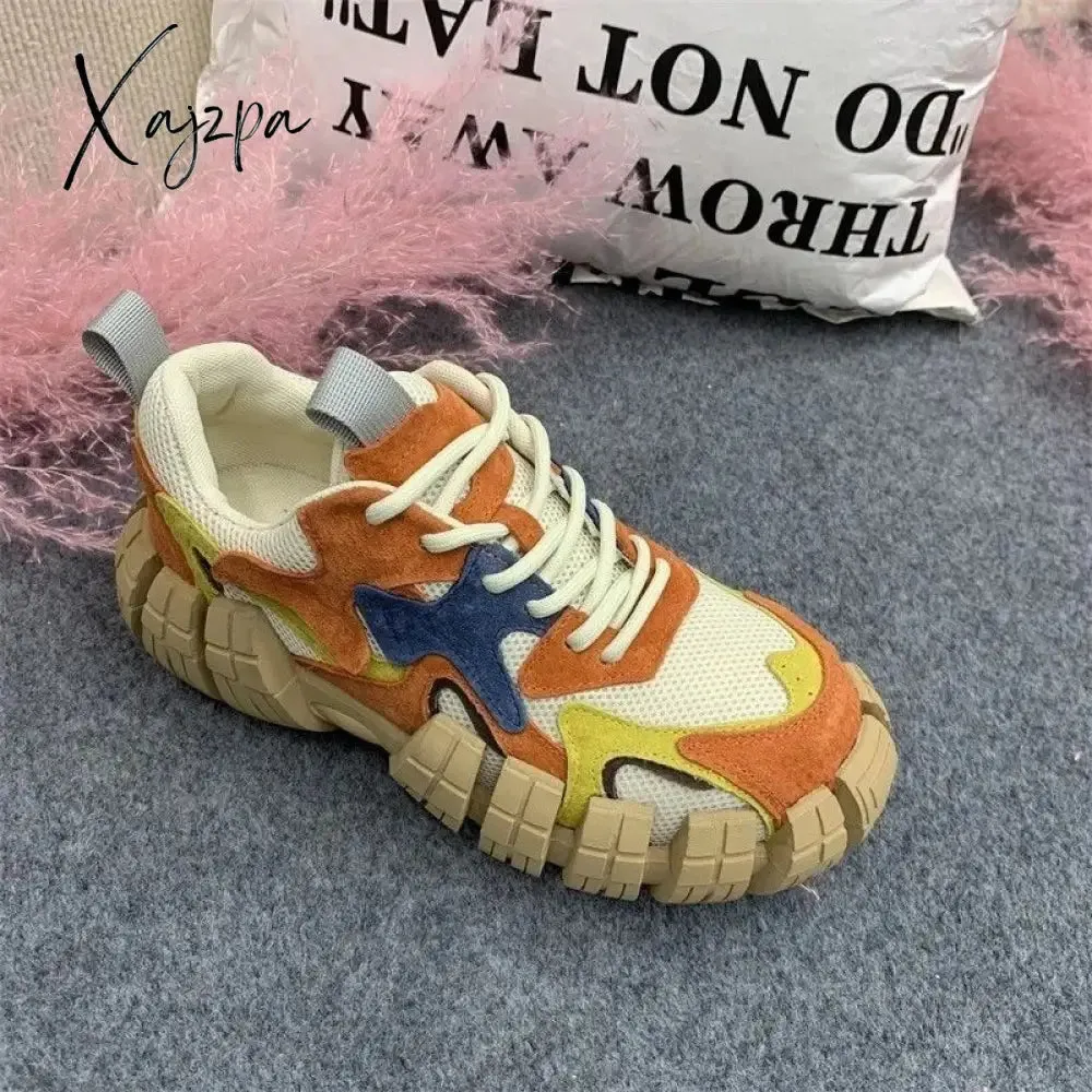Xajzpa - 2023 Platform Mesh Sneakers Women Breathable Tennis Female Vulcanized Shoes Spring Chunky Sneakers Sports Dad Shoes Woman