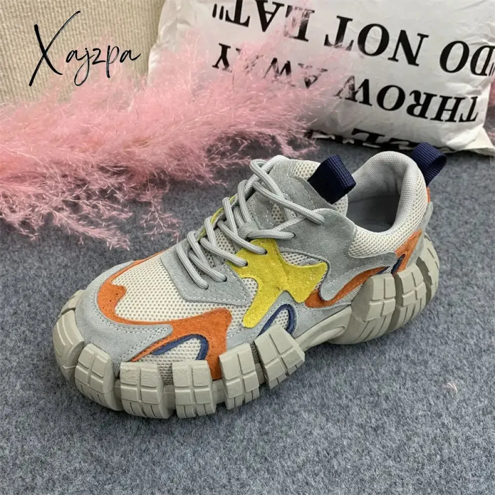 Xajzpa - 2023 Platform Mesh Sneakers Women Breathable Tennis Female Vulcanized Shoes Spring Chunky Sneakers Sports Dad Shoes Woman
