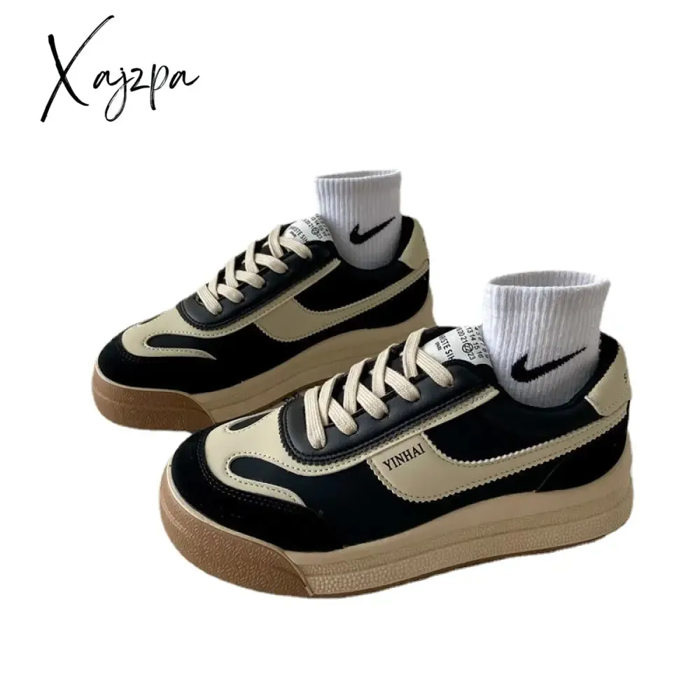 Xajzpa - Spring New Sports Dad Shoes Women's Sneakers Vulcanize Casual Canvas Tennis Flat Platform Korean Rubber Sole Running