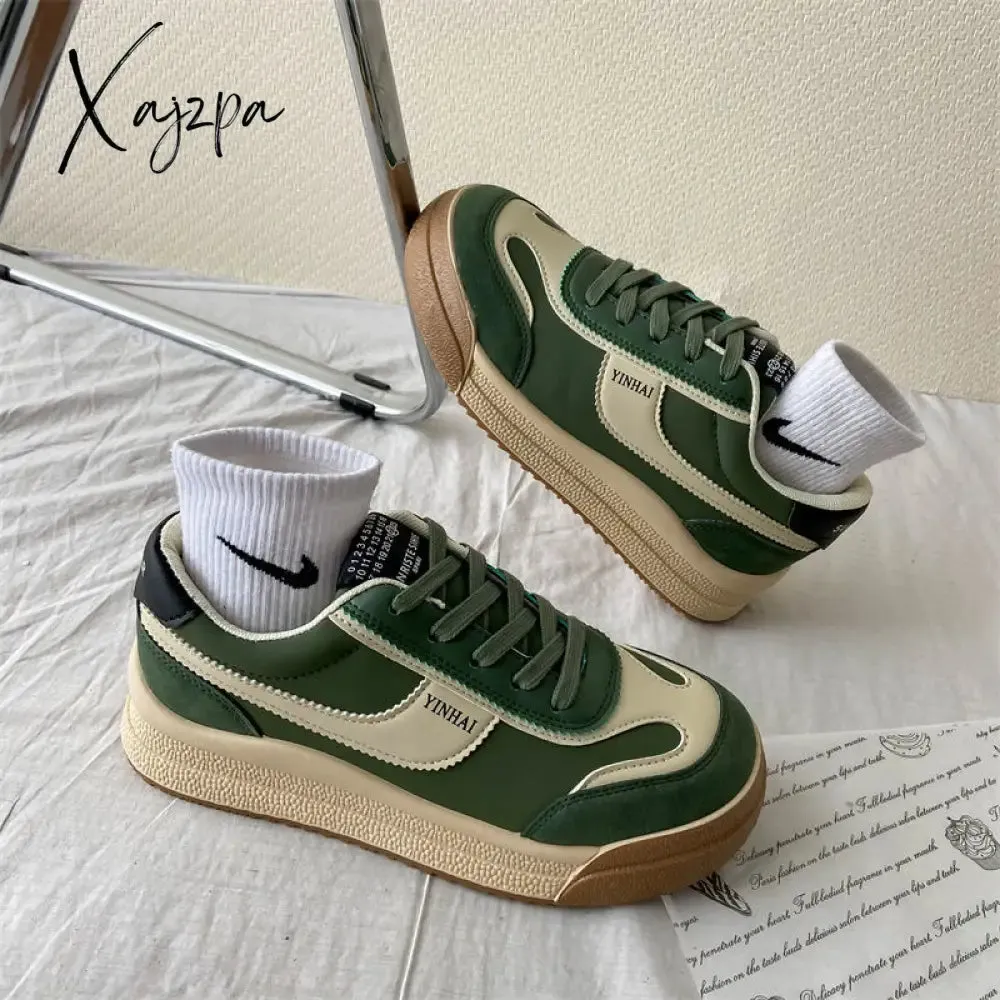 Xajzpa - Spring New Sports Dad Shoes Women's Sneakers Vulcanize Casual Canvas Tennis Flat Platform Korean Rubber Sole Running