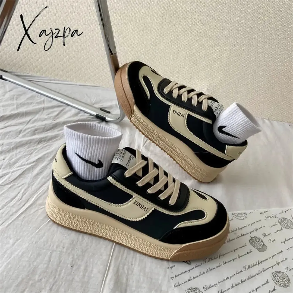 Xajzpa - Spring New Sports Dad Shoes Women's Sneakers Vulcanize Casual Canvas Tennis Flat Platform Korean Rubber Sole Running