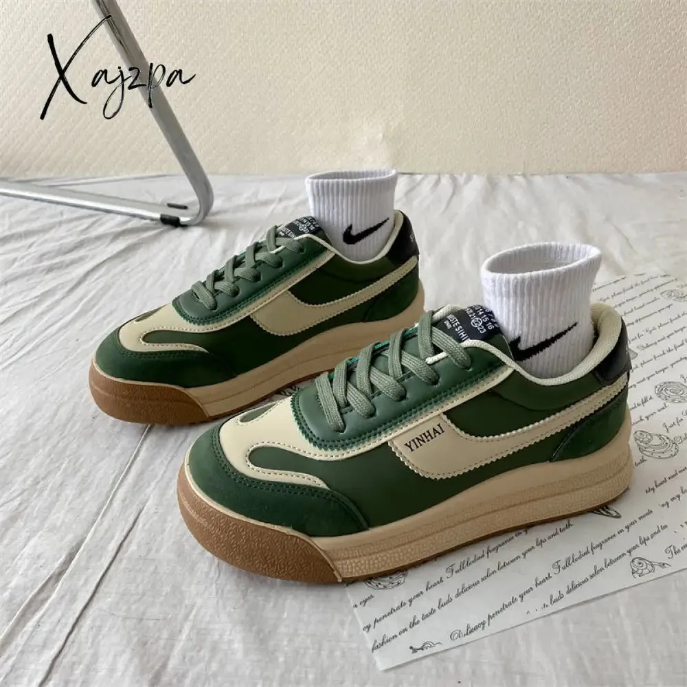 Xajzpa - Spring New Sports Dad Shoes Women's Sneakers Vulcanize Casual Canvas Tennis Flat Platform Korean Rubber Sole Running
