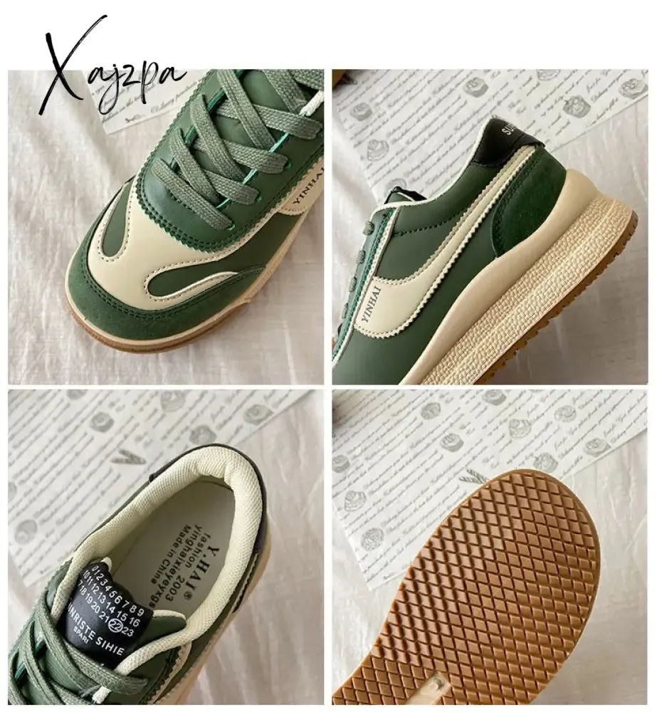 Xajzpa - Spring New Sports Dad Shoes Women's Sneakers Vulcanize Casual Canvas Tennis Flat Platform Korean Rubber Sole Running