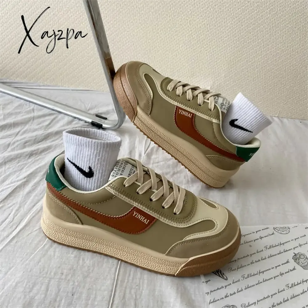 Xajzpa - Spring New Sports Dad Shoes Women's Sneakers Vulcanize Casual Canvas Tennis Flat Platform Korean Rubber Sole Running