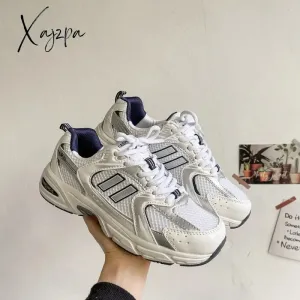 Xajzpa - White Women Platform Shoes New Chunky Sneakers For Woman Lace-up Tenis Vulcanize Shoes Casual Fashion Dad Shoes Sneakers Basket