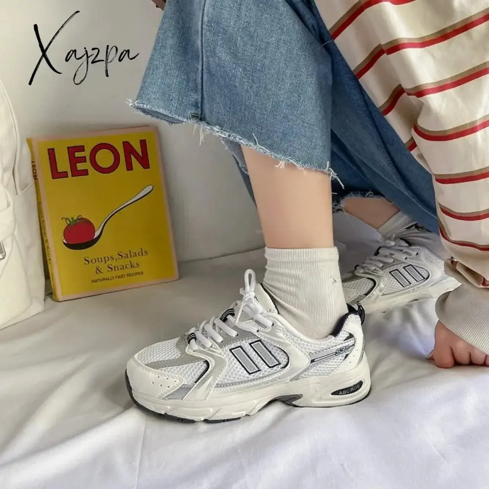 Xajzpa - White Women Platform Shoes New Chunky Sneakers For Woman Lace-up Tenis Vulcanize Shoes Casual Fashion Dad Shoes Sneakers Basket
