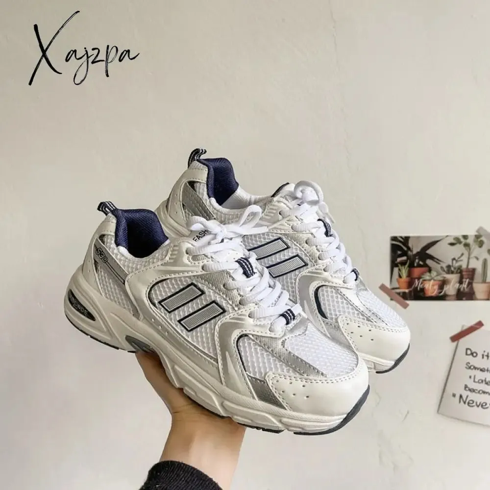 Xajzpa - White Women Platform Shoes New Chunky Sneakers For Woman Lace-up Tenis Vulcanize Shoes Casual Fashion Dad Shoes Sneakers Basket