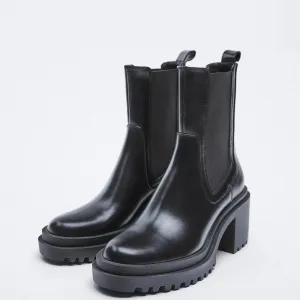 Zeinap Black Chunky Chelsea Boots